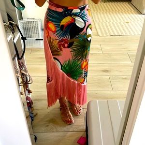 Farm Rio fringe wrap skirt